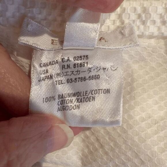 Escada Textured Ivory White Cropped Pants Flat Front Side Zip Split Hem Size 10 - Picture 6 of 13